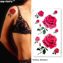 Nu-TATY Sexy rosas vermelhas Arte no Corpo Tatuagem Temporária Braço Flash Do Tatuagem Adesivos 17*10 cm Falso À Prova D' Água henna Tatuagem Indolor Adesivo 2024 - compre barato