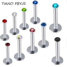 TIANCIFBYJS 1pcs Tragus Helix CRYSTAL LABRET 6mm 8mm 10mm BAR MONROE 16G LIP RING STUD PIERCING Earring Tragus Nose Daith Bar 2024 - buy cheap