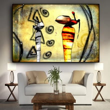 Figura de mujer africana pintura al óleo sobre lienzo paisaje abstracto carteles e impresiones imagen artística para pared escandinava para sala de estar 2024 - compra barato