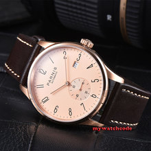Parnis-reloj con esfera rosa para hombre, pulsera con movimiento automático, caja dorada, fecha, 42mm, P956 2024 - compra barato