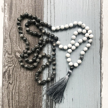 Howlite Labradorite Tassel Jewelry Prayer Beads 108 Knotted Necklace Mens Mala Spiritual Jewelry Healing Gift For Boyfriend 2024 - buy cheap