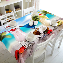 Toalha de mesa 3d personalizável, bebida deliciosa, padrão de morango, à prova de poeira, lavável, tecido retangular e redondo 2024 - compre barato