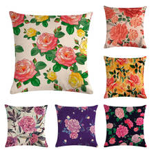 45cm * 45cm rosas brillantes Diseño Lino/algodón cubrecama funda de cojín para sofá almohadas decorativas para el hogar 2024 - compra barato