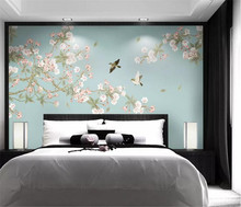 Custom Wallpaper 3d Large Photo murals Plain Magnolia Chinese Hand painted bird background wall painting 3d wallpaper 2024 - buy cheap