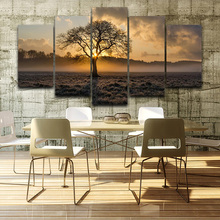 Cuadros de Artryst impresión HD póster marco 5 Panel Sunrise árbol paisaje pintura moderna en lienzo sala de estar pared 2024 - compra barato