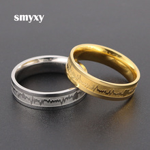 Мужская и Женская Классическая титановая сталь, кольцо с электрокардиограммой, волнистое кольцо «сердцебиение», обручальные кольца, бижутерия для влюбленных, лучший подарок 2022 - купить недорого