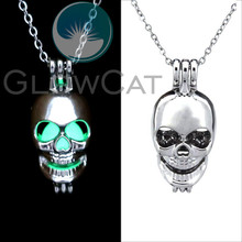 Skull Luminous Necklaces Silver Color Chain Necklace Glowing in Dark Pendant Necklaces Collares Maxi Choker GG60 2024 - buy cheap