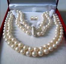 Collar de perlas blancas de agua salada AKOYA de 8-9MM, juego de pendientes para hacer joyas de 17-18 pulgadas 2024 - compra barato