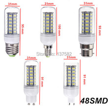 E27 lâmpada led 48 smd5730 b22 g9 e14 gu10 led luz ac220v/110 v branco quente/frio led milho bulbo com capa dhl frete grátis 2024 - compre barato