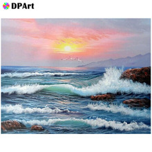 Алмазная картина 5D полностью квадратная/круглая дрель морской закат волна пейзаж Daimond горный хрусталь вышивка крестиком M708 2024 - купить недорого