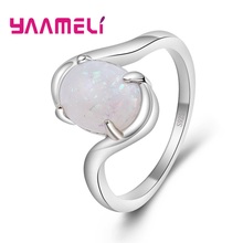 Cubic Zirconia 925 Sterling Silver Color Ross Quartz Crystal Oval White Opal Ring Jewelry Wholesale for Women Wedding 2024 - buy cheap