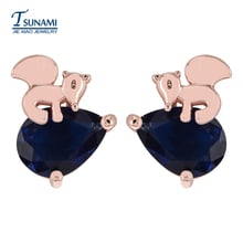 New fashion squirrel zircon earrings Four kinds of colored rose gold droplet women/girls' jewelry  ER-191 2024 - buy cheap