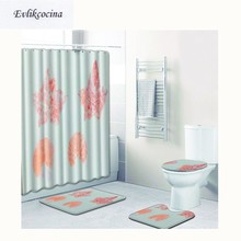 Frete grátis 4pcs folhas de bordo vermelhas banyo paspas conjunto tapete banheiro banheiro antiderrapante banyo de banheiro 2024 - compre barato