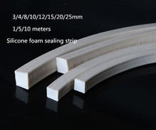 1PC 2M 5M 10M Square silicone foam sealing strip Draught Excluder Window Door Seal Strip Hardware Tools 3/4/8/10/12/15/20/25mm 2024 - compre barato