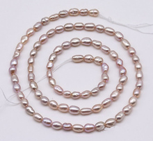 15 pulgadas una hebra completa suelta perlas joyería de 3-3,5mm pequeño arroz perlas Color lavanda perla Natural de agua dulce de la joyería de la mujer 2024 - compra barato