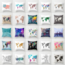 Elife Retro Map Linen cotton Polyester cushion case Polyester Home Decor Bedroom Decorative Sofa Car Throw Pillows 45*45CM 2024 - buy cheap