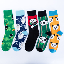 Jhouson 1 pair Men's Combed cotton Colorful Funny Socks Novelty Panda Pattern Casual Crew Street Wear Cool Skateboard Socks 2024 - buy cheap