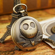 The Nightmare Before Christmas Pocket Watch Jack Skull Steampunk Watch with Fob Necklace Chain Retro Quart Pocket Men Women Gift 2024 - buy cheap
