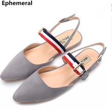 Damas sandalias de retazos con correa de hebilla cubierto dedo del pie zapatos planos verano Fondo suave marca efemeral de talla grande 48-34 Flock gris 2024 - compra barato