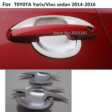 Cubierta de estilo de carrocería de coche, embellecedor de ABS cromado, marco de lámpara de palo para puerta externa, 4 piezas, para Toyota Vios/Yaris Sedan 2014, 2015, 2016 2024 - compra barato