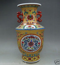 Chinese Collectibles Porcelain Painting flowers Long & Noble Binaural Big Vase 2024 - buy cheap