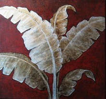 Pintura abstracta de hojas sobre lienzo, pinturas al óleo de hojas doradas, arte abstracto para decoración del hogar en la pared 2024 - compra barato