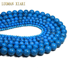 Wholesale Deep Blue Synthesis Turquoises Stone Beads For Jewelry Making DIY Bracelet Necklace Handmade Material 4/6/8/10/12/14mm 2024 - buy cheap