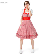 Plaid red Skirt Women Halloween Maid Costumes Female Waitress Cosplay Carnival Purim Masquerade Nightclub Role play party dress 2024 - buy cheap