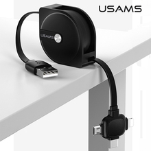 USAMS 3 в 1 Micro usb type C выдвижной кабель для iphone huawei samsung синхронизации данных USB C кабель Быстрая зарядка крест дизайнерский шнур 2024 - купить недорого