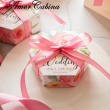 Caixa de doces para festa, caixa de doces em forma de flor rosa, flamingo, verde, floresta, lembranças para casamento, caixa de presente de papel para festa com caixa de chocolate 2024 - compre barato