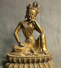 USPS to USA S1290 8" Tibet Tibetan Bronze Gilt Temple Thinking Kwan-Yin GuanYin Buddha Tara Statue 2024 - buy cheap