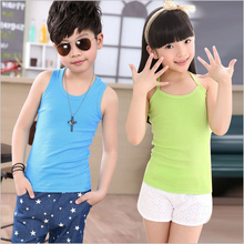 Baby Boys Girls Tanks Tops Solid Candy Color Children Vest Beach Camisoles Kids Underwear 100% Cotton Sleeveless T-shirts 2024 - buy cheap