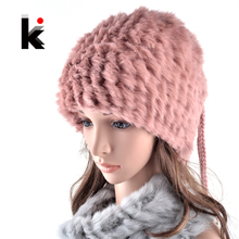 2018 Vogue winter beanie cap female rex rabbit hat and scarf collar dual purpose hats for woman 2024 - buy cheap