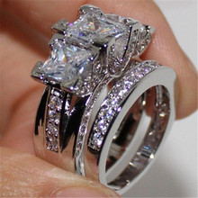Женское кольцо с кристаллом, квадратное кольцо с большим камнем для свадьбы или помолвки 2024 - купить недорого