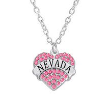 DOUBLE NOSE Hearts Shape Rhinestone Pave Nevada State Words Pendants Jewelry Necklaces 2024 - buy cheap