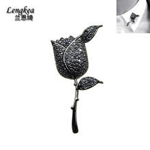 Free shipping Elegant small brooch 3A zircon rose suit brooch personalized rose girls sweater pin 2colors 40*20mm 2024 - buy cheap