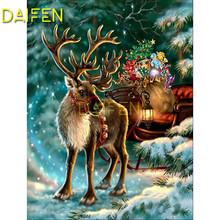 Full Round Diamond painting Cross stitch 5D DIY Diamond embroidery Full Square Diamond mosaic Christmas reindeer sled gift 2024 - buy cheap