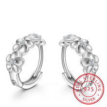 925 Sterling Silver Flower Hoop Earrings Women Circle Loop Huggie Earring Cubic Zirconia Ear Hoops Charms Earrings Le0343 2024 - buy cheap