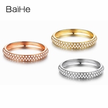 BAIHE sólido 18K oro amarillo 0.2ct H/SI redondo anillo de diamantes naturales para las mujeres de la banda de la boda del hombre anillo de la joyería fina de la hacer 2024 - compra barato