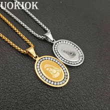 Hip Hop Iced Out Bling Virgin Mary Pendant Necklace Gold Color Stainless Steel Chain For Women Christian Jewelry Madonna XL1303 2024 - buy cheap
