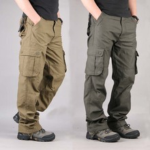 Los hombres de carga pantalones de algodón con 6 bolsillos recto suelto holgado Hip Hop Harem pantalones casuales pantalones largos pantalones de gran tamaño 30-44 2024 - compra barato