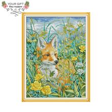 Joy Sunday A Fox In Bush Home Decor DA171 14CT 11CT Counted Stamped Animal Needlework Needlepoint Embroidery DIY Cross Stitch 2024 - buy cheap