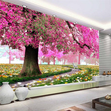 Beibehang-papel tapiz de foto personalizado, árbol de cerezas romántico, sofá, TV, fondo estereoscópico, revestimiento de paredes, mural 3d 2024 - compra barato