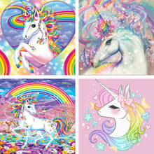 HOMHOL Full Square/Round Drill 5D DIY Diamond Painting "Rainbow unicorns" Animals Embroidery Cross Stitch Mosaic Home Decor Gift 2024 - buy cheap