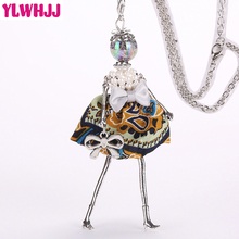 YLWHJJ 2022 new lovely doll long chain necklaces women hot brand girls baby alloy princess pendant metal maxi fashion jewelry 2024 - buy cheap