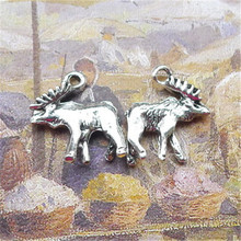 BULK 30pcs Alloy Metal Elk Charms Antique Silver Plated Animal Pendant 19*15mm 1g 2024 - buy cheap