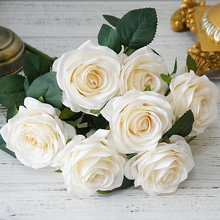 Buquê de flores artificiais de rosa, 10 unidades, grandes flores artificiais para casamento, decorações para outono e sintéticos 2024 - compre barato