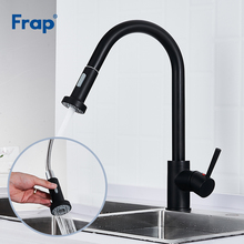 Frap High Quality Brass Kitchen Faucet Single Handle 360 Degree Rotation Spout Pull Out Taps Black Nickel Brushed Faucets Y40072 2024 - buy cheap