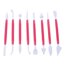 8Pcs Double Ended(16 Shapes) Red Plastic Sculpting Tools DIY Cake Flower Decorating Fondant Sculpting Carving Cutting Tool 2024 - buy cheap