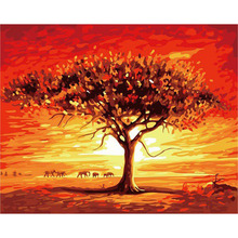 Pintura por números diy dropshipping 60x75cm elefantes sob o pôr do sol cenário presente feito à mão para adulto presente original decoração de casa 2024 - compre barato